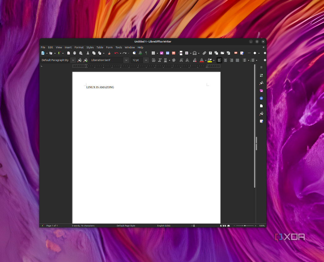 Creating a new document in LibreOffice