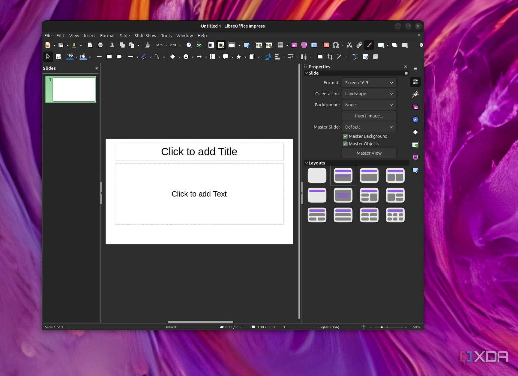 Creating a new presentation in Libre Office