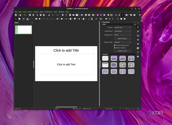 Creating a new presentation in Libre Office