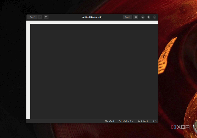 A blank Gedit notebook open on Ubuntu