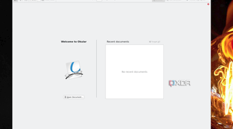 Okular reader open on Ubuntu with a blank start screen