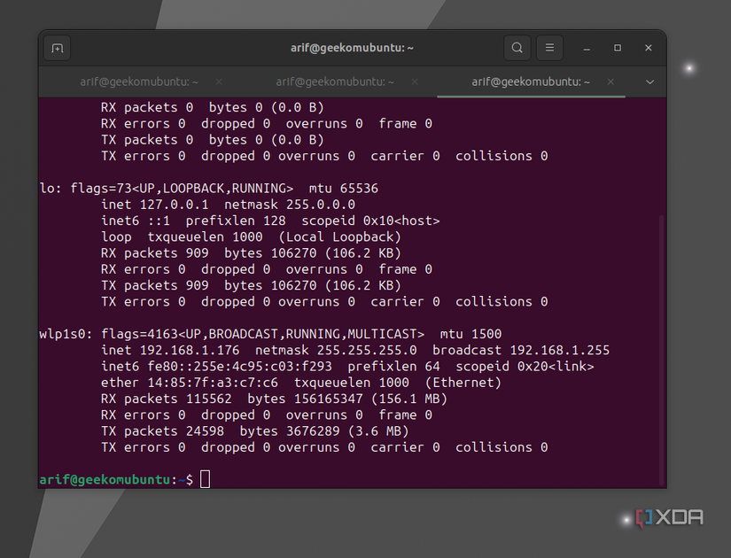 A screenshot of the wi-fi network inet in Ubuntu