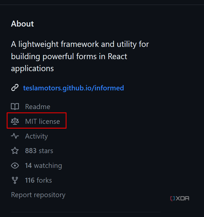 A screenshot highlighting Tesla's MIT license