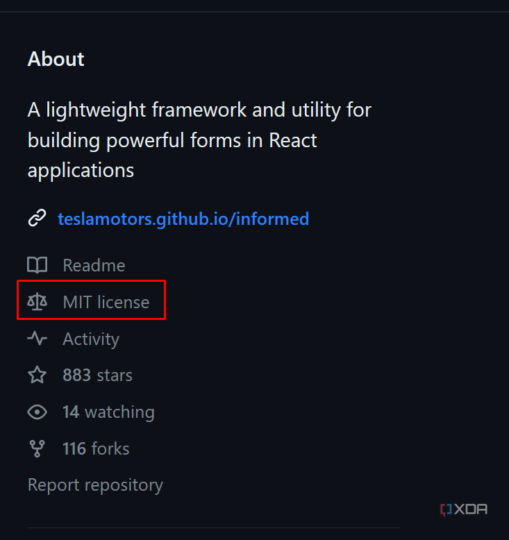 A screenshot highlighting Tesla's MIT license
