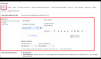 Signatures setting showing multiple signatures