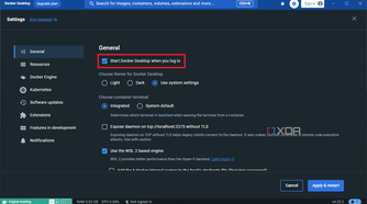Start Docker Desktop when you log in
