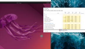 ubuntu opened in virtualbox with task manager on the right