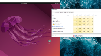 ubuntu opened in virtualbox with task manager on the right