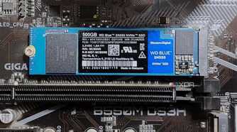 An image showing the WD Blue SN550 M.2 SSD installed on a motherboard.