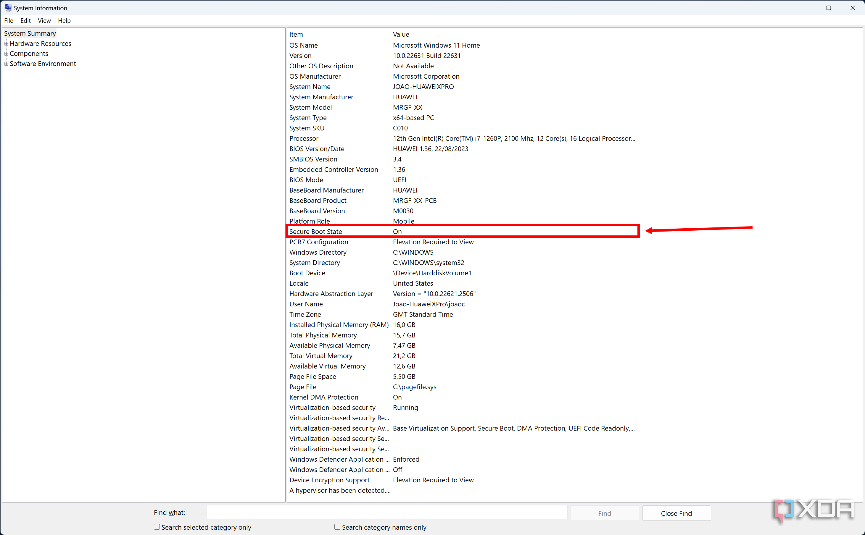 Screenshot of System Information in Windows 11 showing that Secure Boot is enabled