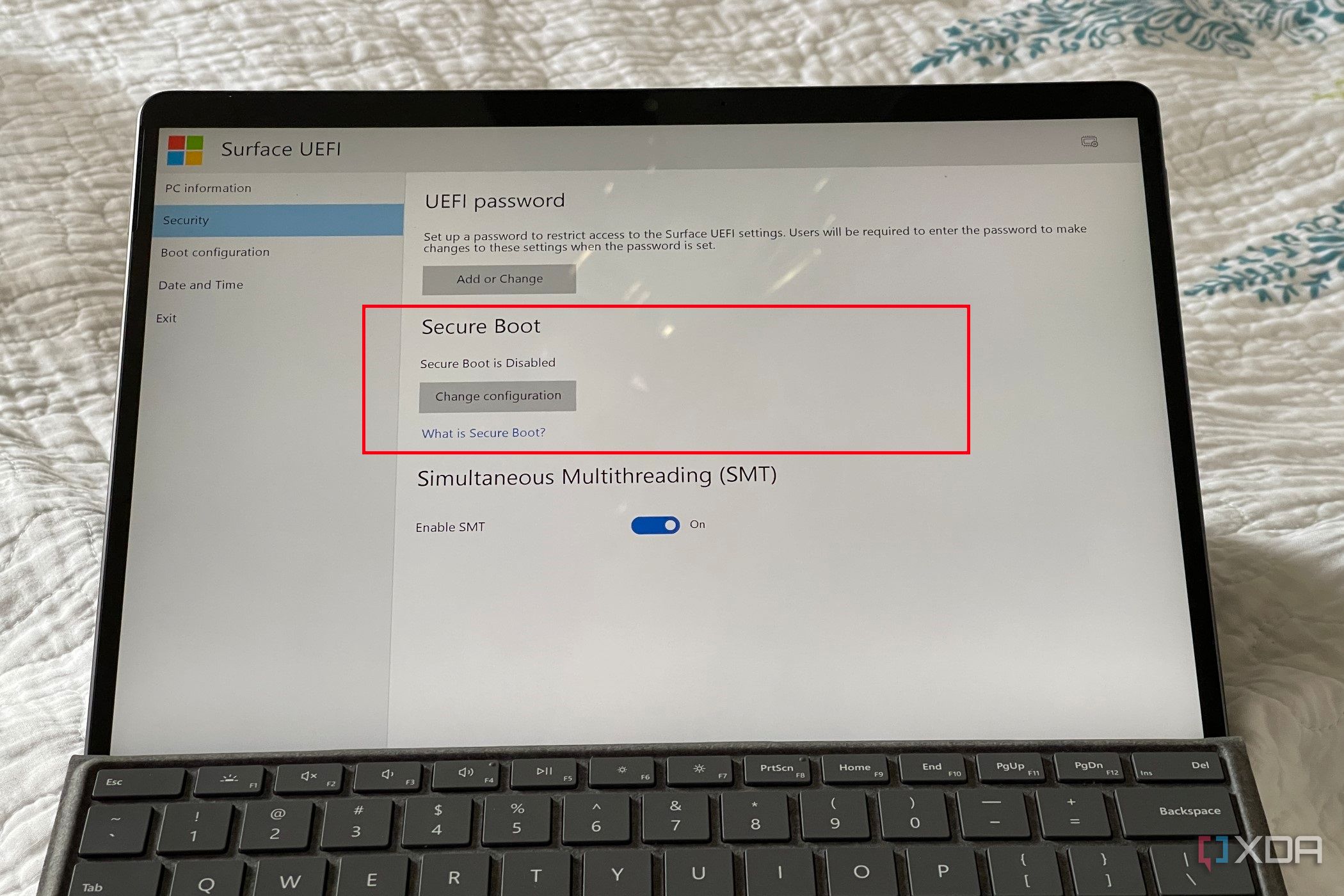 A photo of the Secure boot option in Windows 11 BIOS