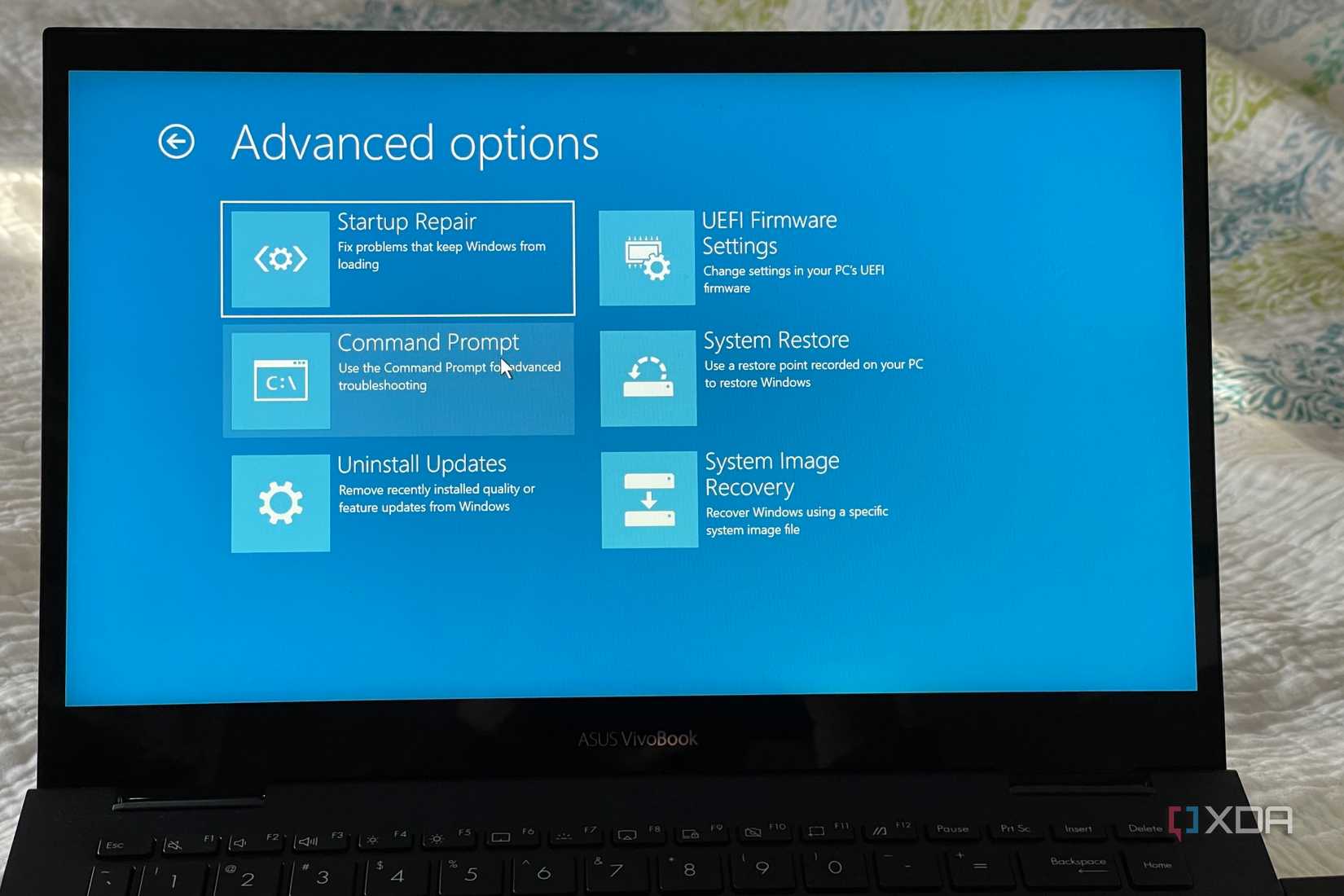 A photo of the Windows 11 advanced options list on Windows 11 settings and how to get to startup repair