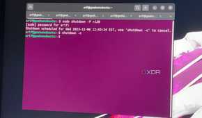 A photo of the command to shutdown Linux