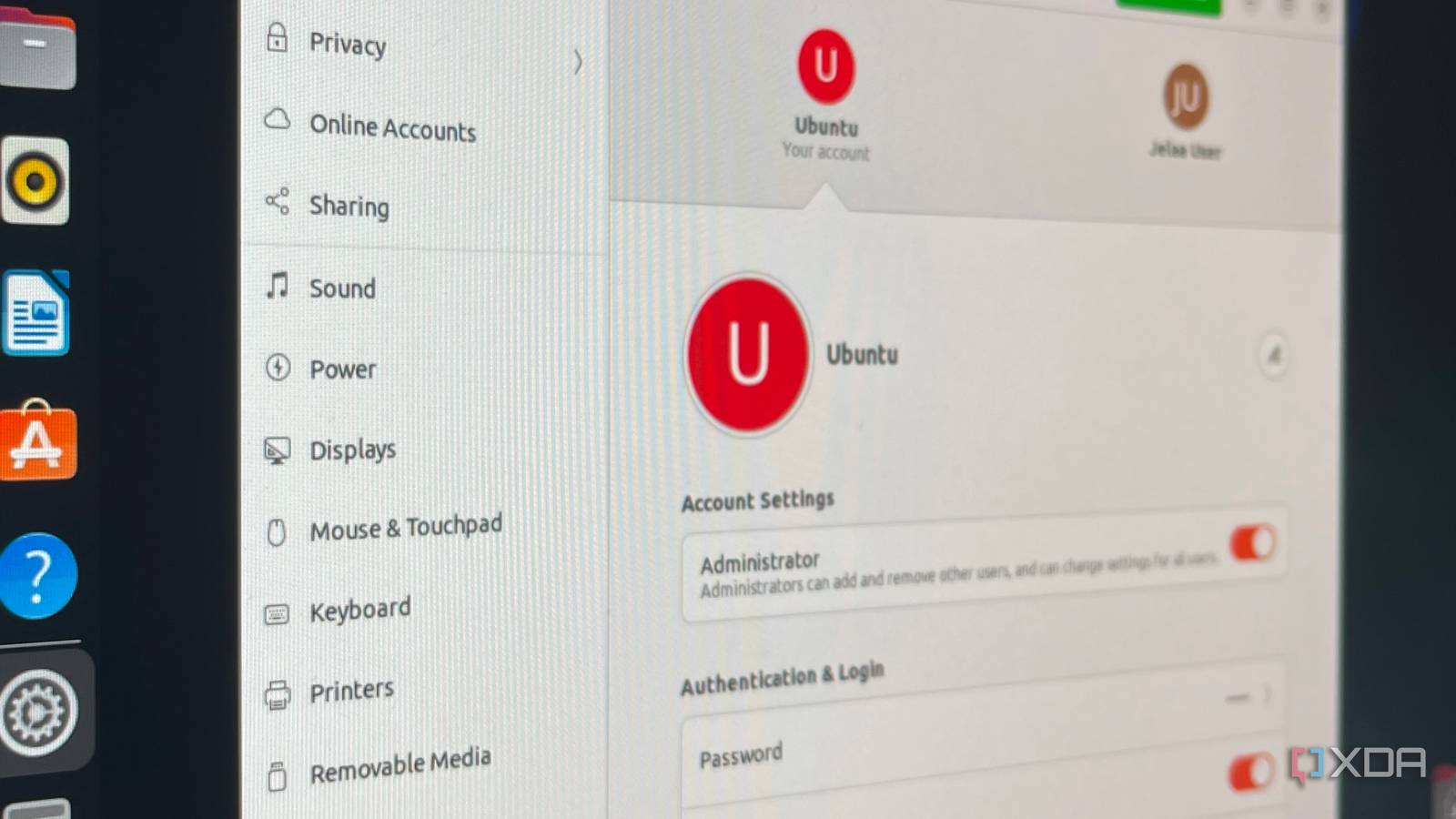 A photo of adding new users through Ubuntu's settings app