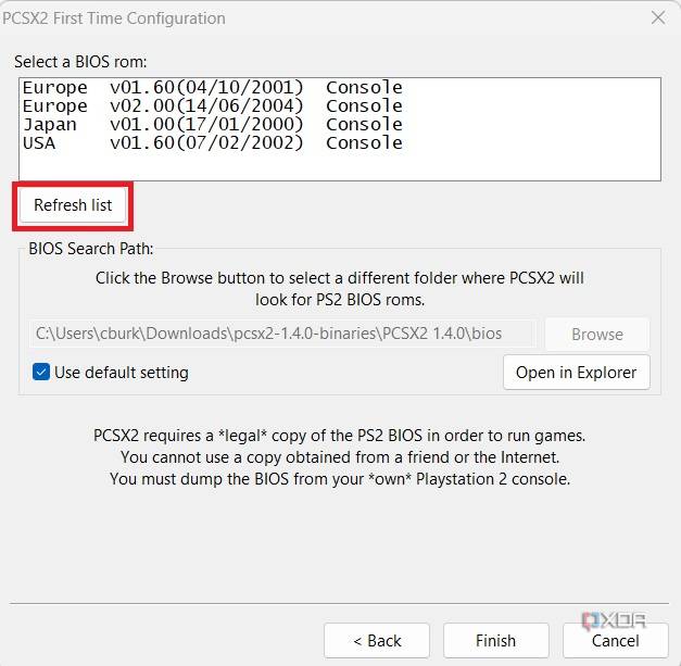 View full list of available BIOS files in PCSX 2