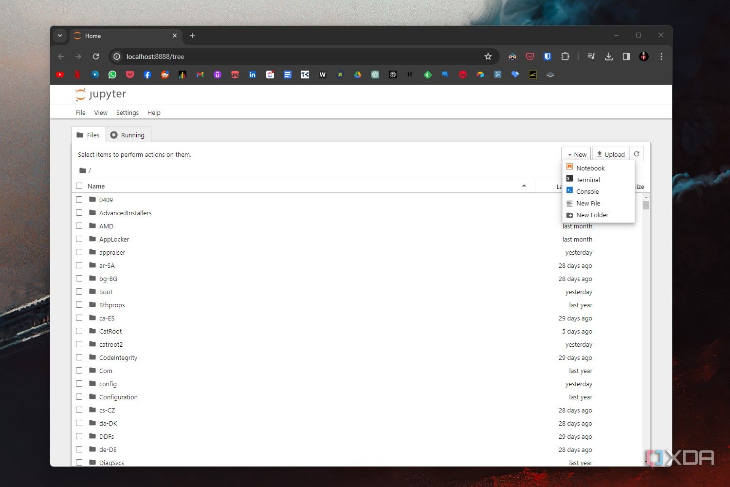 Windows 11 screenshot that shows Jupyter Notebook within a Google Chrome tab.