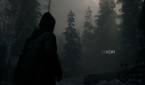 A screenshot showing a scene in Alan Wake 2 showing volumetric lighting and fog.