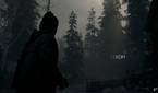 A screenshot from Alan Wake 2 showing a scene without volumetic fog and lighting.