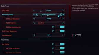 A screenshot showing the DLSS option in Cyberpunk settings.