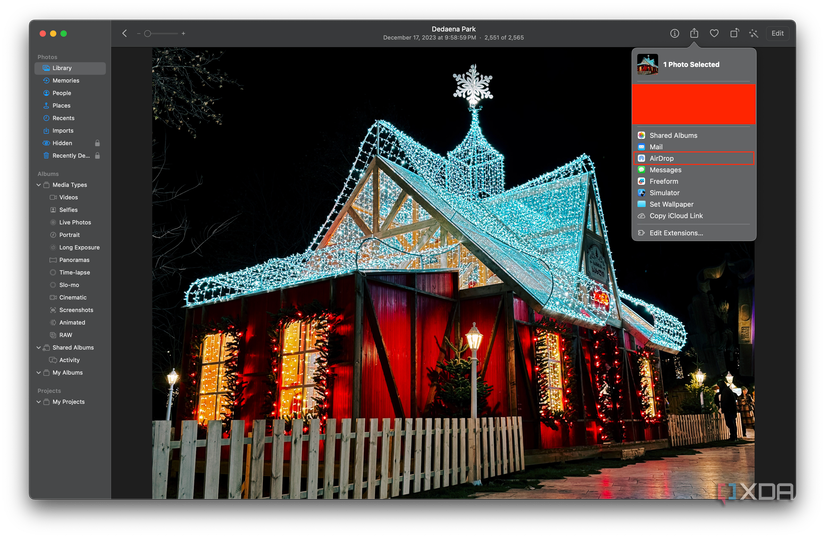 AirDrop button in Mac share sheet