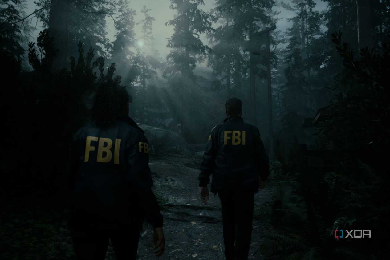 A screenshot showing a scene from Alan Wake 2 with some god rays.