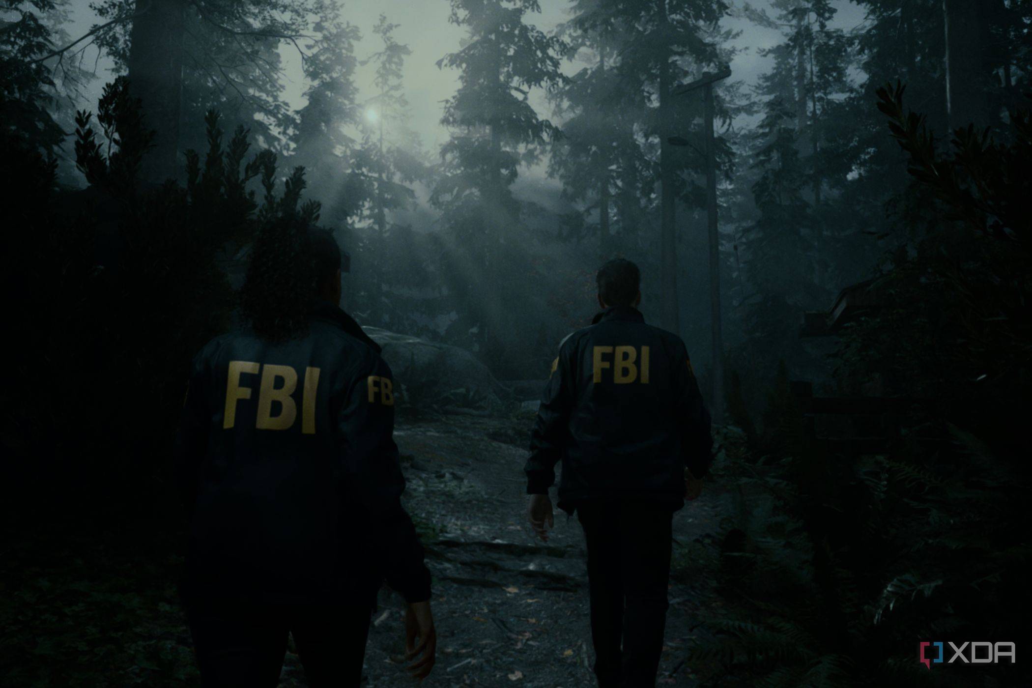 A screenshot showing a scene from Alan Wake 2 with some god rays.