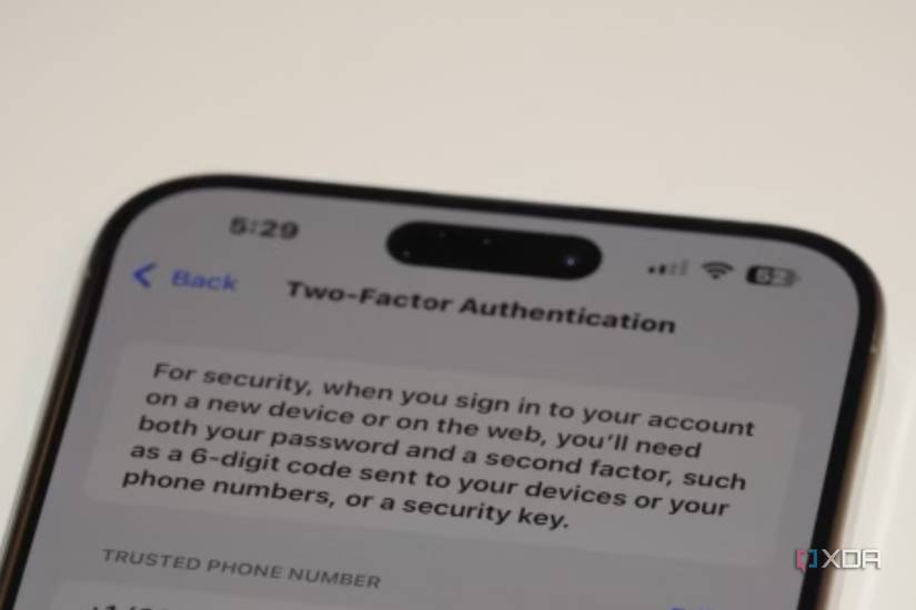 The two-factor authentication settings for an Apple ID on an iPhone.