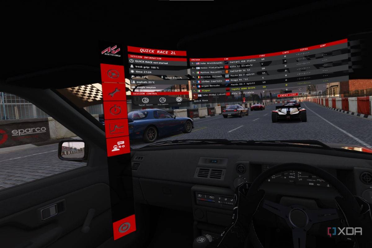 A screenshot of modded Assetto Corsa running on the Meta Quest 2