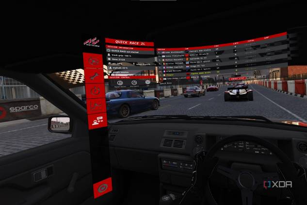 A screenshot of modded Assetto Corsa running on the Meta Quest 2