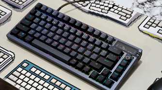 An image showing the ASUS ROG Azoth keyboard resting on a desk.