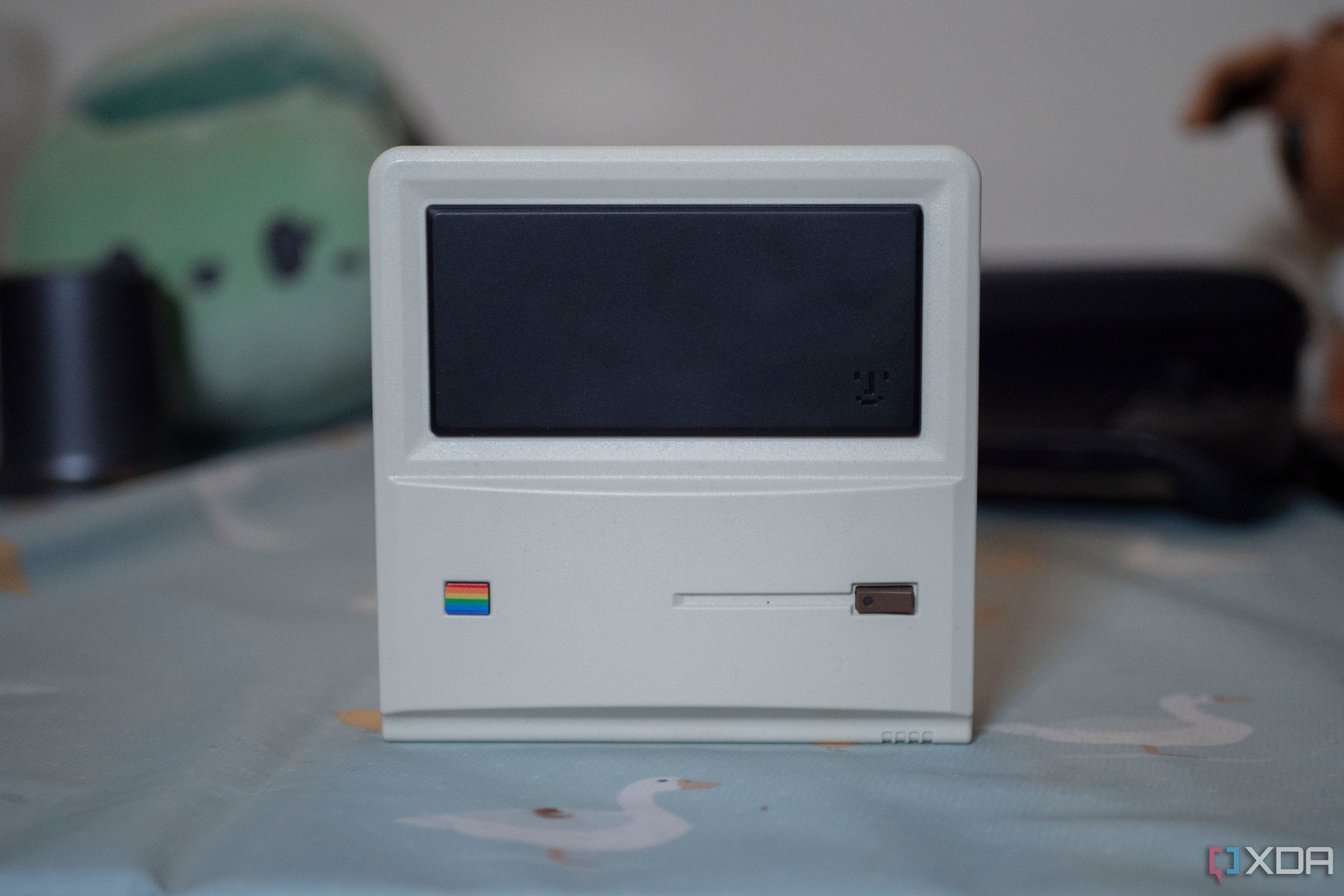 Front of the Ayaneo Mini Retro PC, sittingo n a table