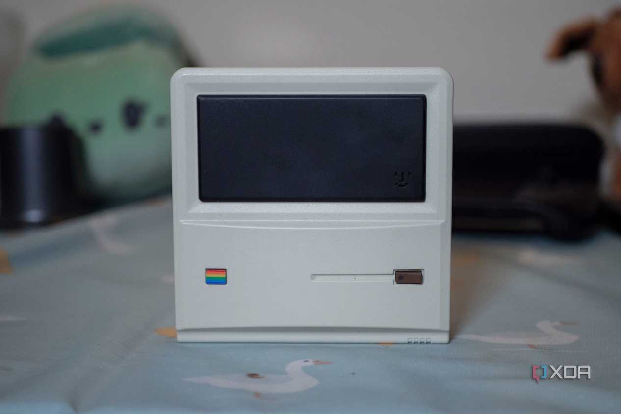 Front of the Ayaneo Mini Retro PC, sittingo n a table