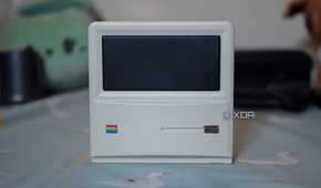 Front of the Ayaneo Mini Retro PC, sittingo n a table