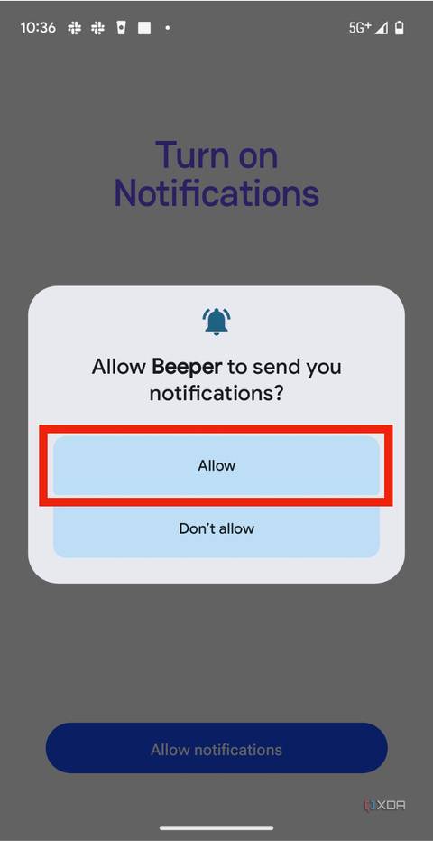 Allow notifications for beeper mini prompt.
