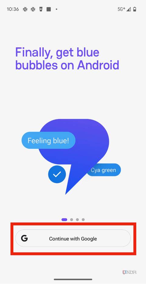The sign in with Google page on Beeper Mini.