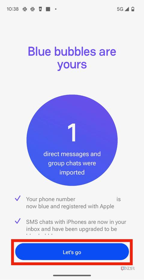 Imported messages from chats in Beeper Mini.