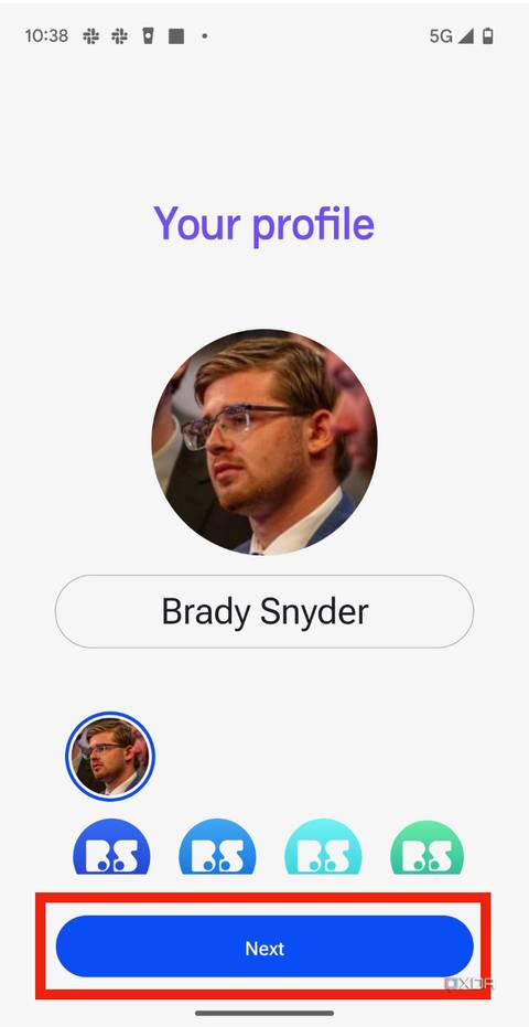 The customize profile page of Beeper Mini.
