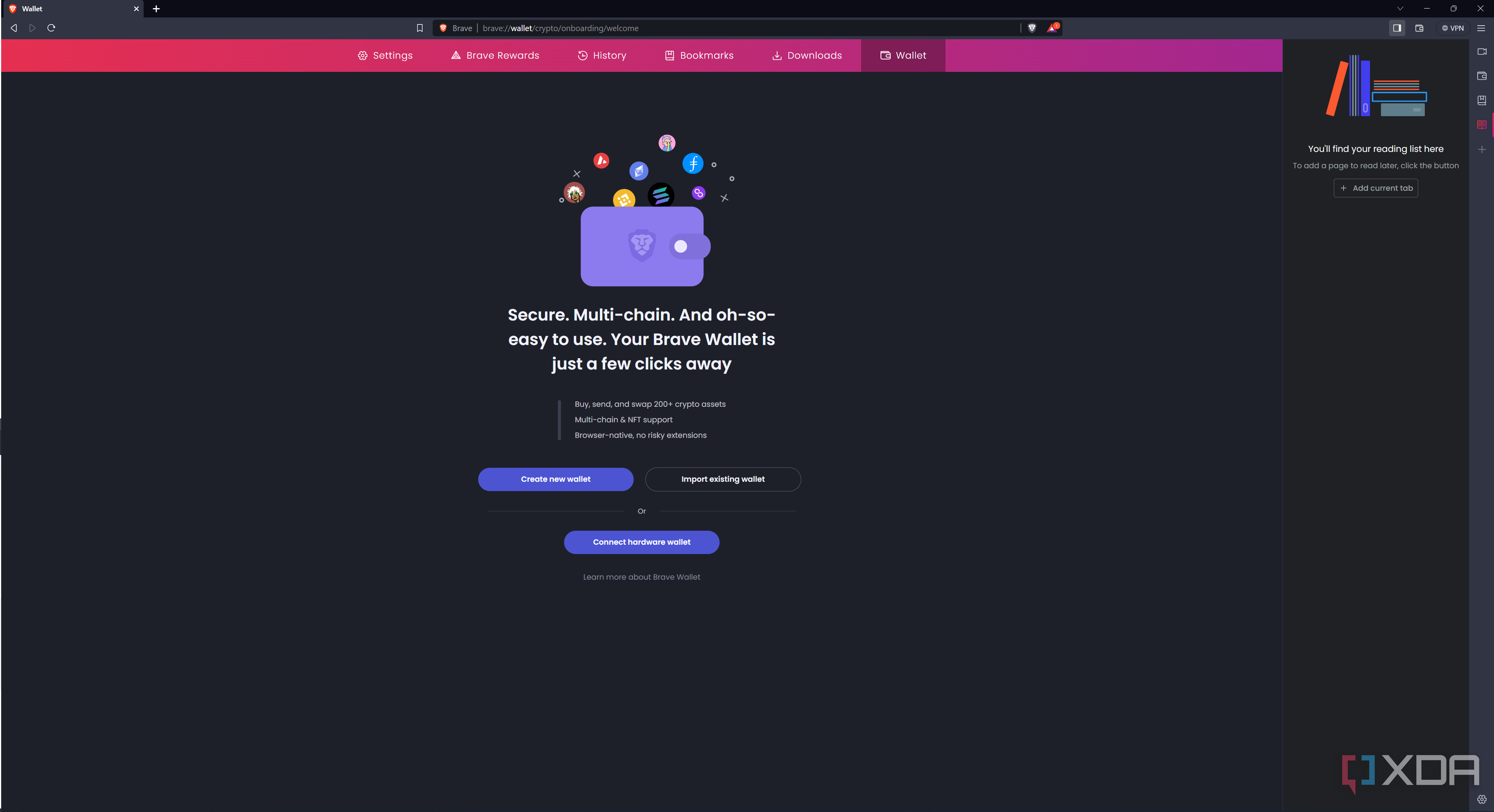 Screenshot of Brave Waller in Brave browser