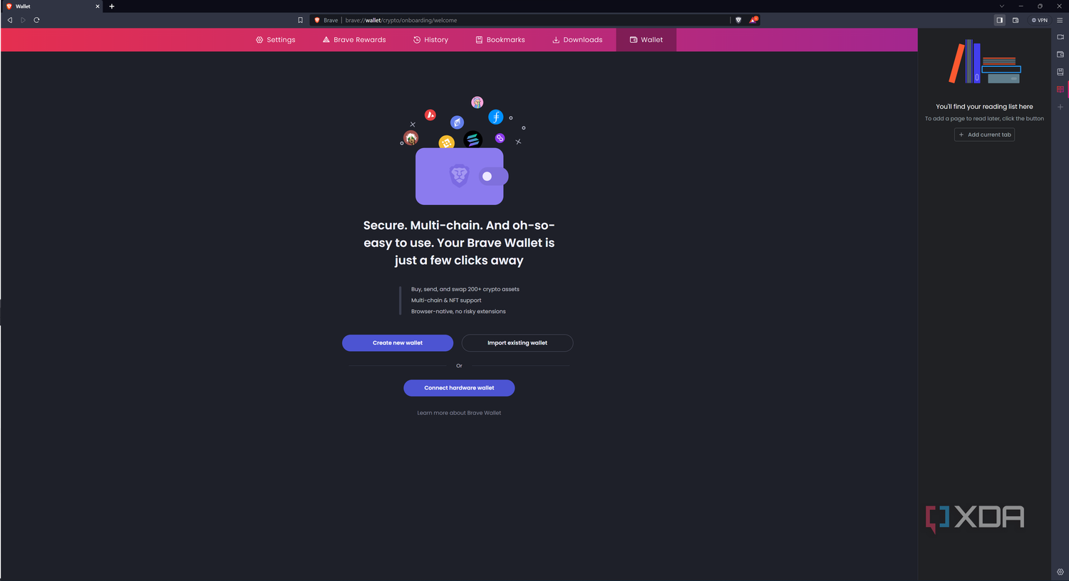 Screenshot of Brave Waller in Brave browser