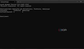 Screenshot of Command Prompt showing form factor and memory type for RAM