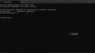 Screenshot of Command Prompt showing form factor and memory type for RAM