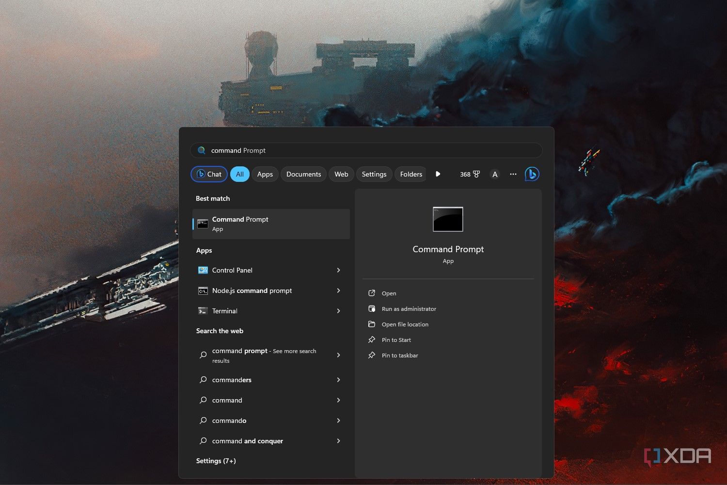 Windows 11 Start Menu screenshot that shows searching for the Control Panel