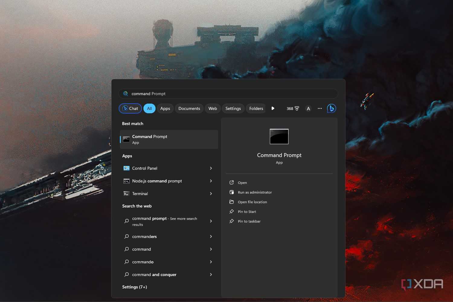 Windows 11 Start Menu screenshot that shows searching for the Control Panel