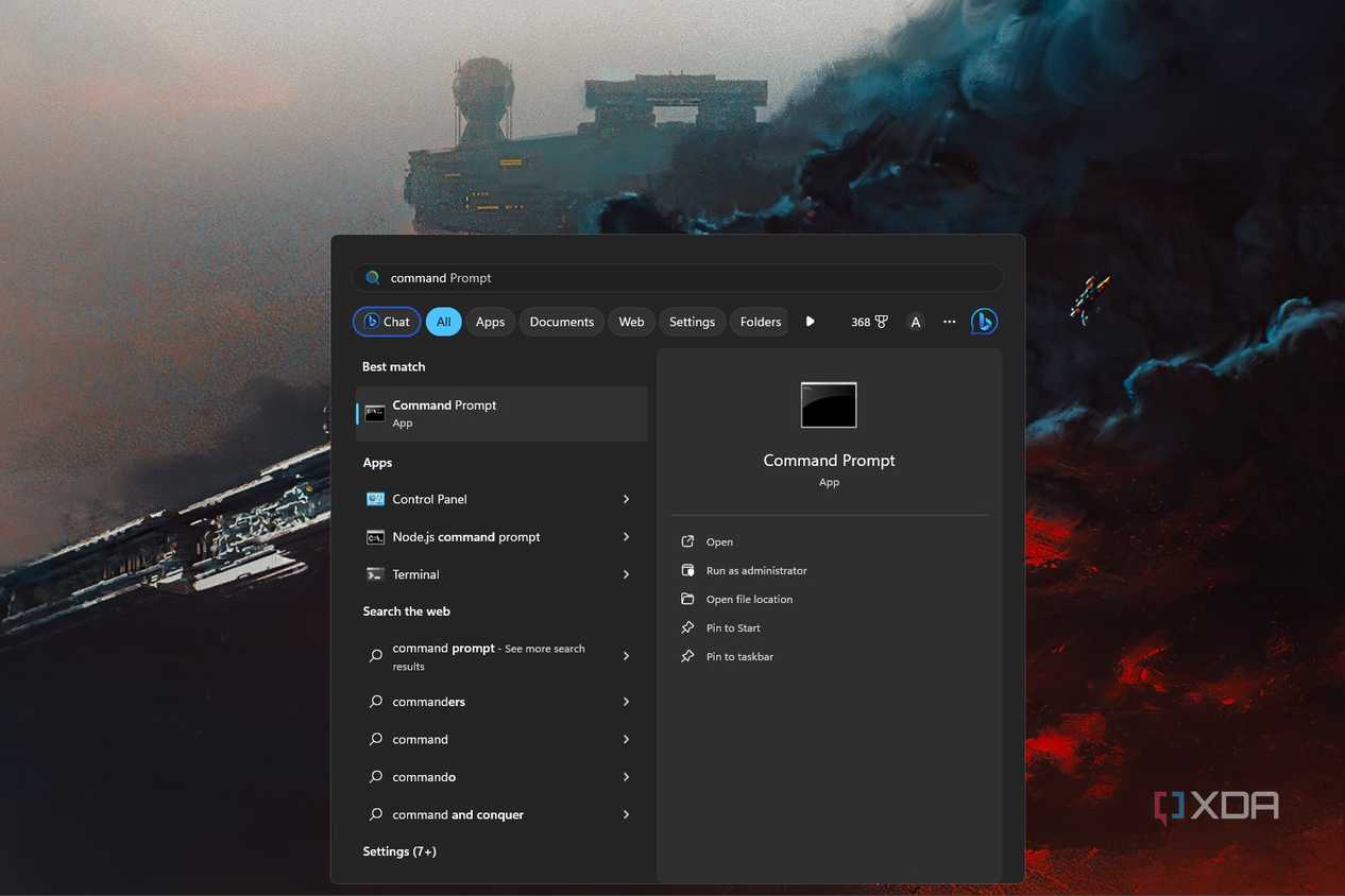 Windows 11 Start Menu screenshot that shows searching for the Control Panel