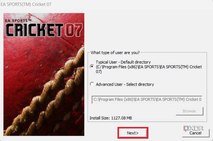 Confirm installation directory Cricket 07