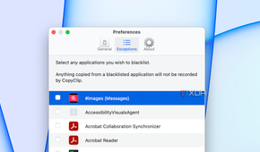 The option to blacklist an application in CopyClip.
