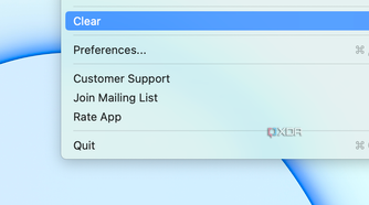 The clear button in the Menu Bar list.