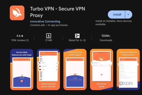 A screenshot showing the Google Play Store listing of Turbo VPN.