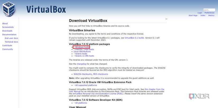 Download VirtualBox from Oracle website