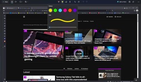 Screenshot of the Snipping Tool editing UI showing the customization options for the highlighter tool